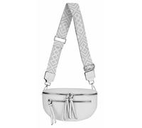 ITALYSHOP24 Damen Tasche Umhängetasche Brusttasche Muster Gürtel Bauchtasche Crossbody Gürteltasche Hüfttasche Crossover Bodybag Schultertasche Handytasche Leder Optik Weiß S