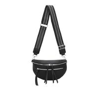 ITALYSHOP24 Damen Tasche Umhängetasche Brusttasche Muster Gürtel Bauchtasche Crossbody Gürteltasche Hüfttasche Crossover Bodybag Schultertasche Handytasche Leder Optik Schwarz S