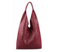 ITALYSHOP24 DAMEN TASCHE XXL SET 2in1 Shopper Hobo Bag Schultertasche Cross Over Body Bag Umhängetasche Beuteltasche Handtasche Leder Optik Rot