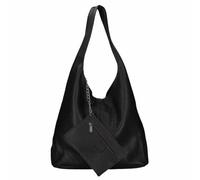 ITALYSHOP24 Made in Italy Damen echt Leder Tasche Rindsleder Shopper Schultertasche Umhängetasche Handtasche Beuteltasche Hobo Bag Ledertasche Reisetasche Sport Arbeit Urlaub Daily Bag groß Schwarz