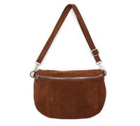 ITALYSHOP24 Made in Italy Damen Leder Tasche Brusttasche Gürteltasche Crossbody Hüfttasche Bauchtasche Umhängetasche Wildleder Crossover Schultertasche Handytasche Bodybag Braun