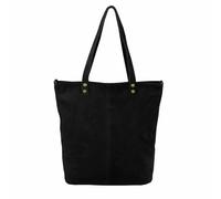 ITALYSHOP24 Made in Italy Damen Leder Tasche Groß XL Shopper Tote Hobo Bag Wildleder Henkeltasche Handtasche Umhängetasche echt Ledertasche Schultertasche Beuteltasche DIN-A4 Schwarz