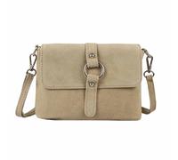 ITALYSHOP24 Made in Italy DAMEN LEDER TASCHE Schultertasche Body Bag Wildleder Handtasche Umhängetasche Ledertasche Messenger Cross-Over Abendtasche Clutch (Helltaupe)