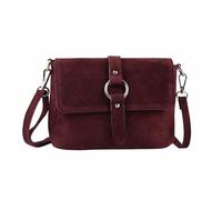 ITALYSHOP24 Made in Italy DAMEN LEDER TASCHE Schultertasche Body Bag Wildleder Handtasche Umhängetasche Ledertasche Messenger Cross-Over Abendtasche Clutch (Bordo)