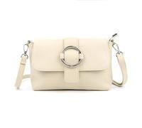 ITALYSHOP24 Made in Italy Damen Leder Tasche Umhängetasche Cross Over Body Messenger Bag Echtleder Ledertasche Schultertasche Brusttasche Hüfttasche Gürteltasche Clutch Abendtasche Beige