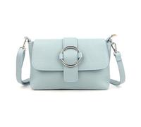 ITALYSHOP24 Made in Italy Damen Leder Tasche Umhängetasche Cross Over Body Messenger Bag Echtleder Ledertasche Schultertasche Brusttasche Hüfttasche Gürteltasche Clutch Abendtasche Hellblau