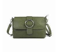 ITALYSHOP24 Made in Italy Damen Leder Tasche Umhängetasche Cross Over Body Messenger Bag Echtleder Ledertasche Schultertasche Brusttasche Hüfttasche Gürteltasche Clutch Abendtasche Olivgrün