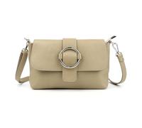 ITALYSHOP24 Made in Italy Damen Leder Tasche Umhängetasche Cross Over Body Messenger Bag Echtleder Ledertasche Schultertasche Brusttasche Hüfttasche Gürteltasche Clutch Abendtasche Taupe