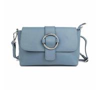 ITALYSHOP24 Made in Italy Damen Leder Tasche Umhängetasche Cross Over Body Messenger Bag Echtleder Ledertasche Schultertasche Brusttasche Hüfttasche Gürteltasche Clutch Abendtasche Jeansblau