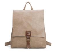 ITALYSHOP24 OBC Damen Rucksack Tasche Crossbody Handtasche Messenger Schultertasche Umhängetasche Shopper Vintage Kuriertasche Überschlagtasche Leder Optik Taupe 32x33x10 cm