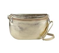ITALYSHOP24 OBC Made in Italy Damen Leder Tasche Gürteltasche Crossbody Hüfttasche Bauchtasche Umhängetasche Cross-Over Bodybag Schultertasche Handytasche (Gold)