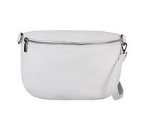 ITALYSHOP24 OBC Made in Italy Damen Leder Tasche Gürteltasche Crossbody Hüfttasche Bauchtasche Umhängetasche Cross-Over Bodybag Schultertasche Handytasche (Weiß)