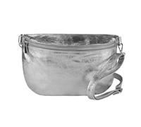 ITALYSHOP24 OBC Made in Italy Damen Leder Tasche Gürteltasche Crossbody Hüfttasche Bauchtasche Umhängetasche Cross-Over Bodybag Schultertasche Handytasche (Dunkelsilber)