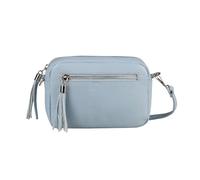 ITALYSHOP24 OBC Made in Italy Damen Leder Tasche Umhängetasche Schultertasche Beuteltasche Cross-Over Cross Bag Glattleder Schmucktasche Fransen Ledertasche (Hellblau)