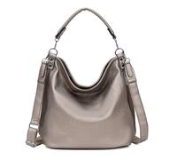 ITALYSHOP24 OBC XXL Damen Tasche mit 2 Gürtel Shopper Schultertasche Umhängetasche Hobo Bag Reisetasche Handtasche für Schule Freizeit Beuteltasche Urlaub Weekender Leder Optik Gold