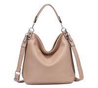 ITALYSHOP24 OBC XXL Damen Tasche mit 2 Gürtel Shopper Schultertasche Umhängetasche Hobo Bag Reisetasche Handtasche für Schule Freizeit Beuteltasche Urlaub Weekender Leder Optik Antikrosa