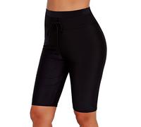 ITBCLOVE Damen Schwimm Leggings Badeshorts Stretch High Waist Knielang Bikinihose Große Größen Badehose Schwimmshorts Schwimmhose Wassersport Boardshorts UV Schutz (Schwarz,XXL)