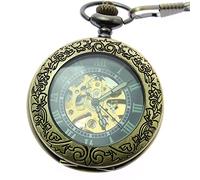 itemstoday Mechanische automatische Steampunk Hälfte Hunter Herren Taschenuhr mit Kette und Geschenk-Box