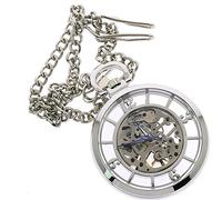 itemstoday transparent Silber Open Face Antik Herren Mechanische Taschenuhr mit Kette