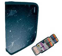 itenga Federmäppchen Jungen 28-teilig gefüllt - Schüler-Etui 1-Zipper mit Stiften, Lineal & Zubehör - Mäppchen Schule Grundschule (Motiv Hightech Abstrakt)