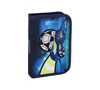 itenga Federmappe Schüleretui Federmäppchen Schulmäppchen - 1-Zipper - Gefüllt 28-teilig für Jungen und Mädchen (Fussball)