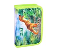 itenga Federmappe Schüleretui Federmäppchen Schulmäppchen - 1-Zipper - Gefüllt 28-teilig für Jungen und Mädchen (T-REX)