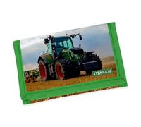 itenga Kinder Geldbörse - Geldbeutel und Brustbeutel - mit Klettverschluss, Kordelband, Geldscheinfach und Münzfach Sichtfenster für Mädchen und Jungen (Motiv Traktor im Feld)