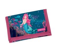 itenga Kinder Geldbörse - Geldbeutel und Brustbeutel - mit Klettverschluss, Kordelband, Geldscheinfach und Münzfach Sichtfenster für Mädchen und Jungen (Motiv Meerjungfrau)