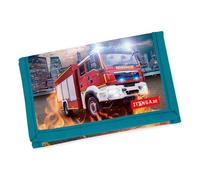 itenga Kinder Geldbörse - Geldbeutel und Brustbeutel - mit Klettverschluss, Kordelband, Geldscheinfach und Münzfach Sichtfenster für Mädchen und Jungen (Motiv Feuerwehr)