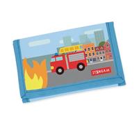 itenga Kinder Geldbörse - Geldbeutel und Brustbeutel - mit Klettverschluss, Kordelband, Geldscheinfach und Münzfach Sichtfenster für Mädchen und Jungen (Motiv Feuerwehr 2)