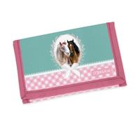 itenga Kinder Geldbörse - Geldbeutel und Brustbeutel - mit Klettverschluss, Kordelband, Geldscheinfach und Münzfach Sichtfenster für Mädchen und Jungen (Motiv Pferd)