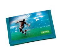 itenga Kinder Geldbörse - Geldbeutel und Brustbeutel - mit Klettverschluss, Kordelband, Geldscheinfach und Münzfach Sichtfenster für Mädchen und Jungen (Motiv Fussball)