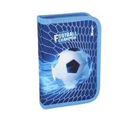 itenga Schüler-Etui 28 teilig gefüllt 1-Zipper Federmäppchen für Jungen und Mädchen (Fussball blau)