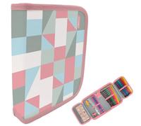 itenga Schüler-Etui 28 teilig gefüllt 1-Zipper Federmäppchen für Jungen und Mädchen (Muster Pastell)