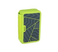 itenga Schüler-Etui 28 teilig gefüllt 3-Zipper Federmäppchen für Jungen und Mädchen (Motiv ABS Green)