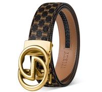 ITIEZY Gürtel Herren mit Vintage-Print, Ledergürtel Ratsche Automatikschließe für Männer Business Anzug, Verstellbarer 35mm Herrengürtel Braun, Größe Angepasst