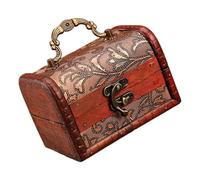 Itkcozcg Elegantes Schmuckkästchen, tragbare Organizer, Präsentationsbox, Holz- und Lederstruktur, geeignet für Halsketten, Ringe, Vintage-Schmuckvitrine