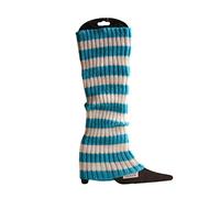 Itkcozcg Gerippte Beinstulpen für Herbst und Winter, stilvoll, schick, 80er-Jahre-Party, Tanz, dehnbar, bunt, lange Socken, blau/weiß, Length: about 45cm