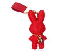 Itkcozcg Kaninchen-Taschen-Charm, Ledertaschen-Dekoration, weich, mit eleganter Riemenschnalle, für stilvolle Frauen und trendige Accessoire-Liebhaber, hellrot, Each rabbit is 10cm long and 6cm wide.