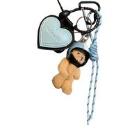 Itkcozcg Modischer Schlüsselanhänger Aus Leder Mit Herz Plüsch Taschenanhänger Bär Taschenanhänger Rucksack Handtaschen Dekoration Für Den Täglichen Weg Zur Arbeit Und Veranstaltungen Blaues