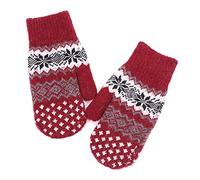 ITODA Fäustlinge Winter Damen Fausthandschuhe Strick Winterhandschuhe Schneeflocke Strickhandschuhe Verdickt Warm Wollhandschuhe Doppelschicht Handwärmer Winddicht Damenhandschuhe Outdoor Fahrrad