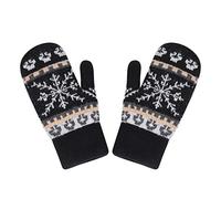 ITODA Strickhandschuhe Damen Wollhandschuhe Damenhandschuhe Winter Fäustlinge Handschuhe Mädchen Fausthandschuhe Kaschmir Strickhandschuhe Schneeflocke Winterhandschuhe Gestrickte Thermohandschuhe