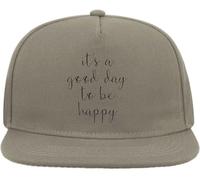 It's A Good Day to Be Happy Line Graphic Snapback Flat Visor Cotton Blend Cap Gray