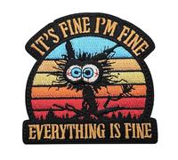 It's Fine I'm Fine Everything is Fine Patches Klett Lustiger Katze Klett Patch Militär Stickerei Taktisch Aufnäher, Stickerei Aufnäher für Kleidung Rucksack Jacken Hundegeschirr Militär 1 Stück