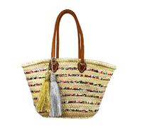 itsisa Korbtasche Strandtasche Bunte Pailletten & Quaste - Shopper, Einkaufskorb, Flechtkorb