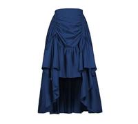 itsjake Damen Steampunk Piraten Rock Viktorianische Renaissance High-Low Rock, Blau, Groß