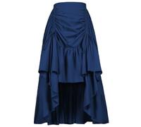 itsjake Damen Steampunk Piraten Rock Viktorianische Renaissance High-Low Rock, Blau, Mittel