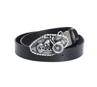 ITTRUH Westerngürtel, Cowboy-Gürtel for Herren, Herrengürtel, Cowboy-Western-Ledergürtel for Herren mit Motorrad-Muster, Legierung, Schnallenkopf, Punk-Gürtel(Black,125CM/49.2'')