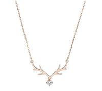 ITVIP Damen One Deer Has You Halskette Geweih Pullover Kette Herbst Winter Sterling Silber Ins Wind Anhänger Weihnachtsmädchen Ornament (Roségold)