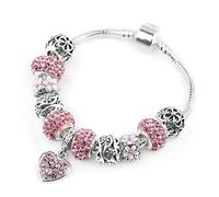 ITVIP WaiMeill Mode Frauen Rosa Full Diamond Perlen Armband Pandora DIY Liebe Kristall Anhänger Armband (Rosa)